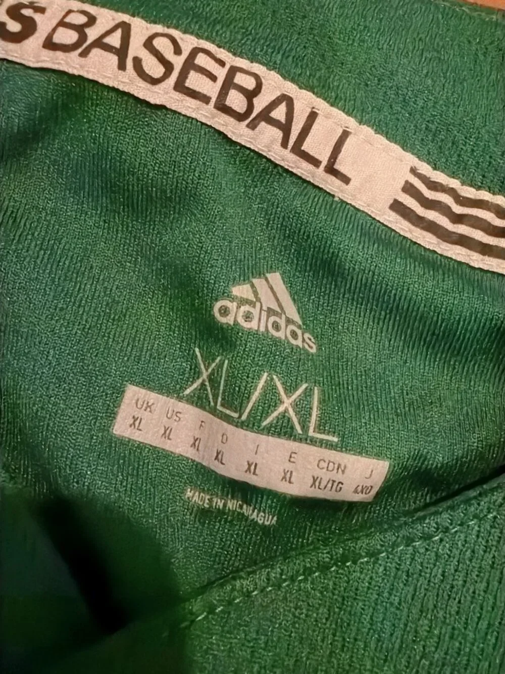 Adidas Baseball Men’s XL Green Short Sleeve 2-Button Jersey Shirt